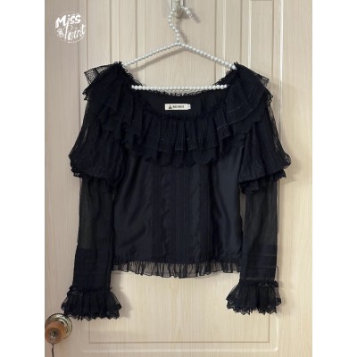 Miss Point Point Garden Short Sleeve Blouse with Extension Sleeves(Reservation/2 Colours/Full Payment Without Shipping)